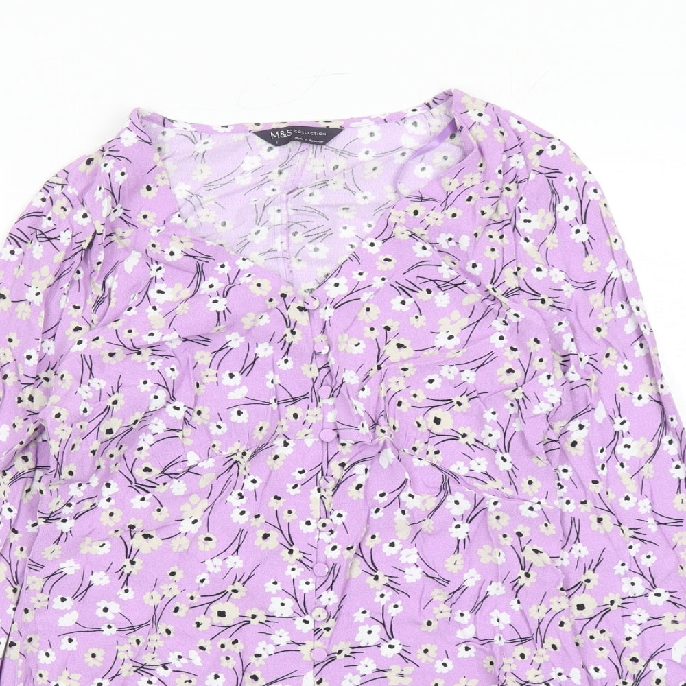 Womens UK Size 6 Marks and Spencer Purple Basic Button-Up
