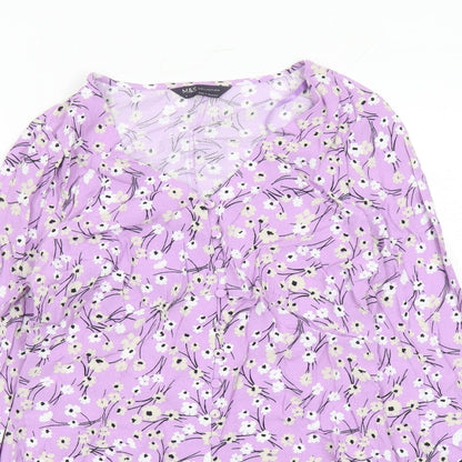 Womens UK Size 6 Marks and Spencer Purple Basic Button-Up