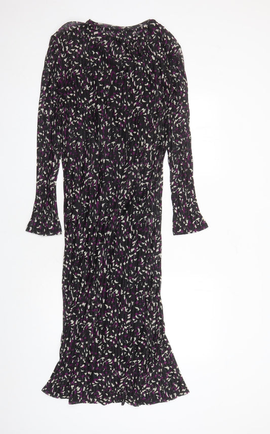 Marks and Spencer Womens Black Geometric Polyester A-Line Size 10 Round Neck Pullover