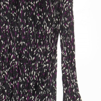 Marks and Spencer Womens Black Geometric Polyester A-Line Size 10 Round Neck Pullover