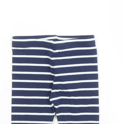 Marks and Spencer Girls Blue Striped Cotton Capri Leggings Size 3-6 Months - Stretch