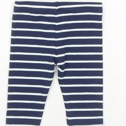Marks and Spencer Girls Blue Striped Cotton Capri Leggings Size 3-6 Months - Stretch