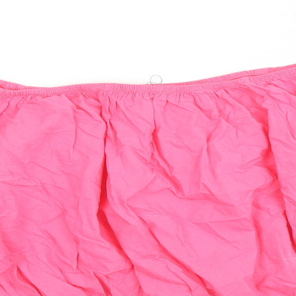 Marks and Spencer Womens Pink Floral 100% Cotton Cropped Blouse Size 18 Boat Neck - Embroidered Detail