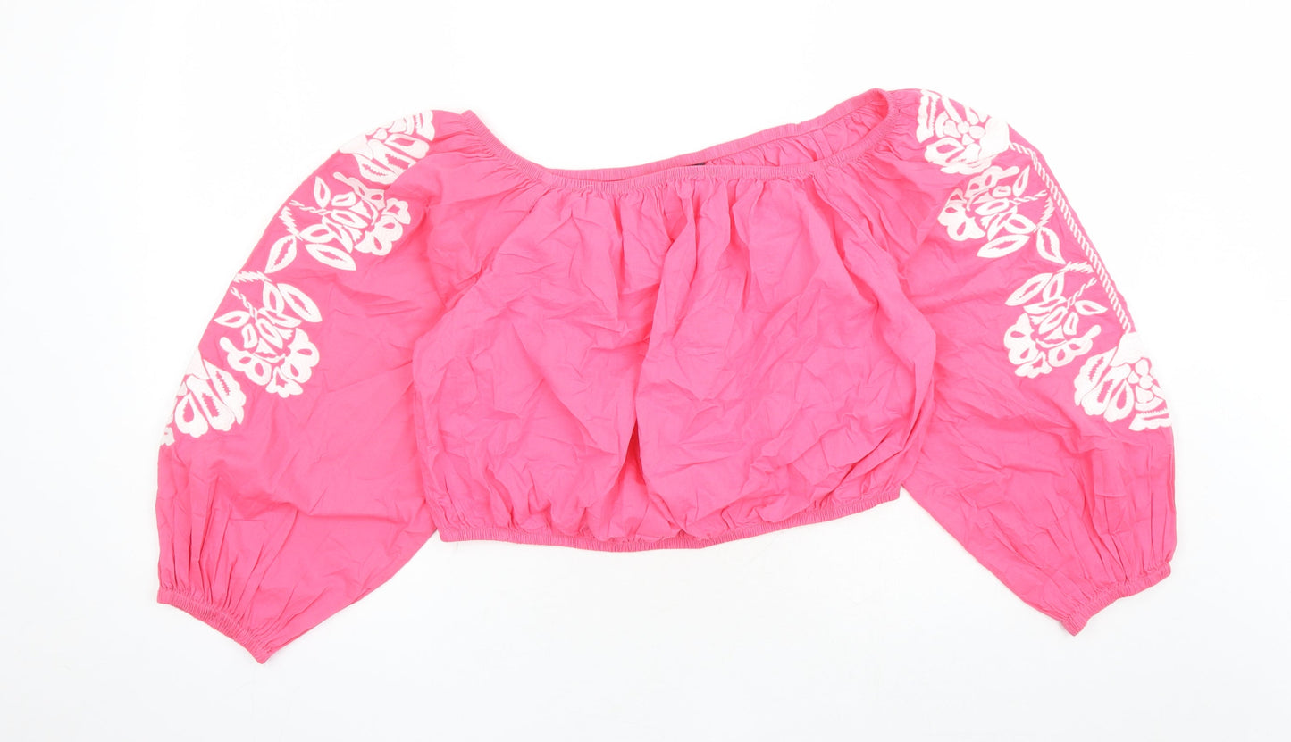 Womens UK Size 18 Marks and Spencer Pink Cropped Blouse