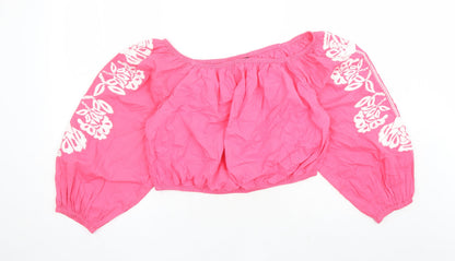 Womens UK Size 18 Marks and Spencer Pink Cropped Blouse