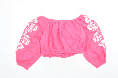 Womens UK Size 18 Marks and Spencer Pink Cropped Blouse