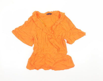 Womens UK Size 14 Marks and Spencer Orange Basic Blouse