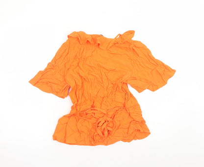 Womens UK Size 14 Marks and Spencer Orange Basic Blouse