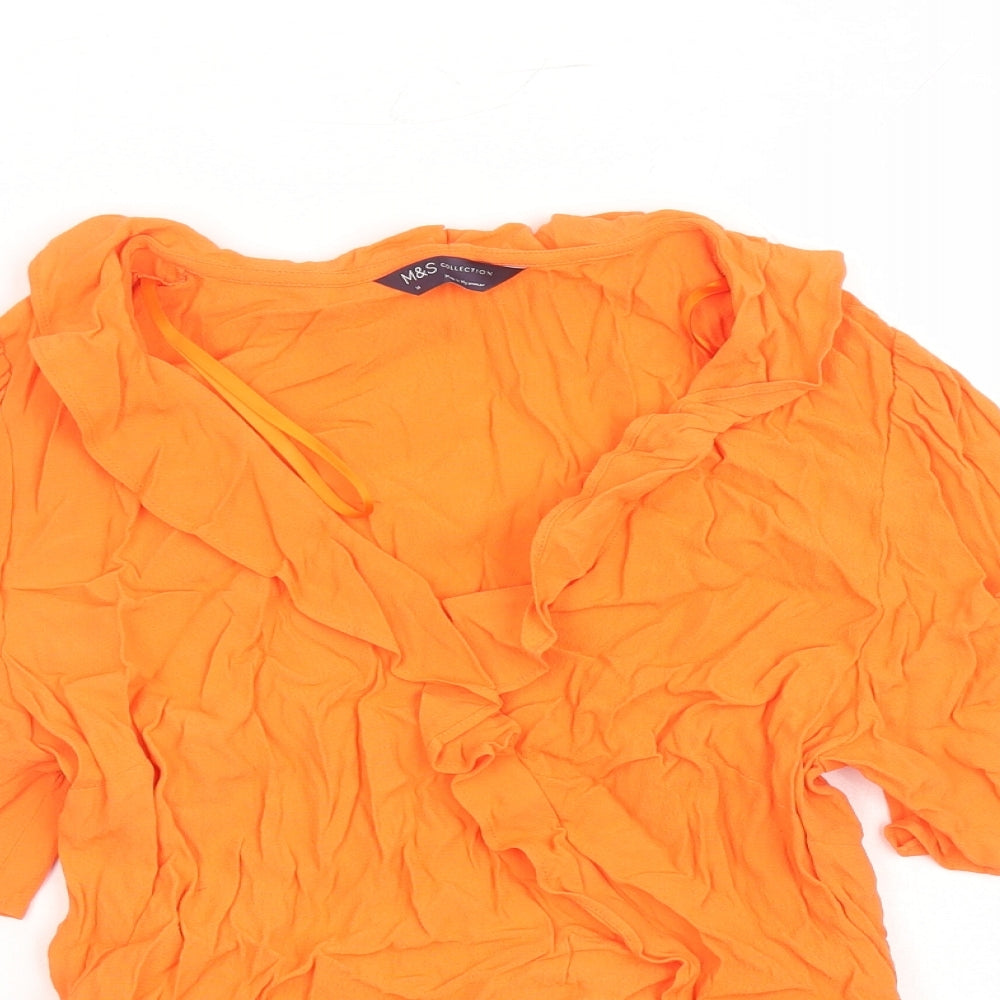 Womens UK Size 14 Marks and Spencer Orange Basic Blouse