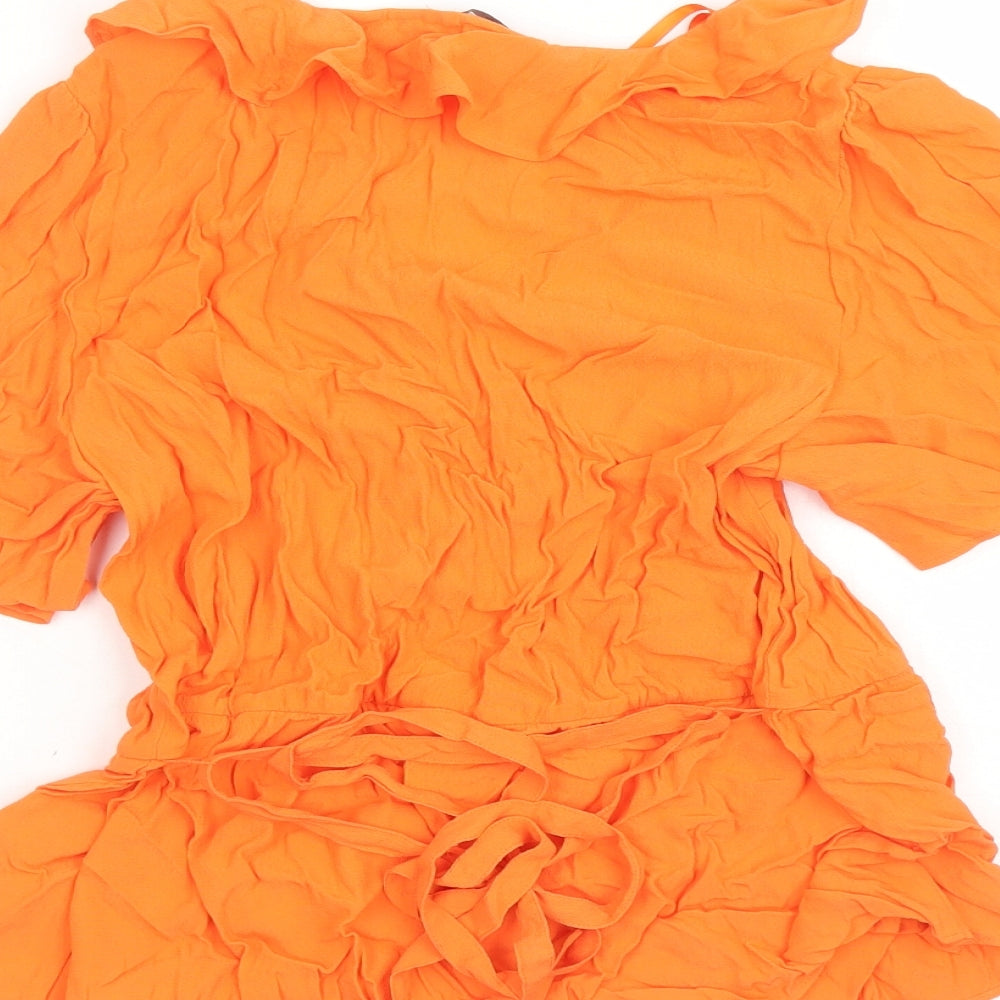 Womens UK Size 14 Marks and Spencer Orange Basic Blouse