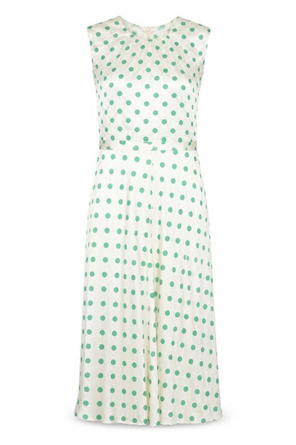 Marks and Spencer Womens Ivory Polka Dot Viscose A-Line Size 8 Round Neck Zip
