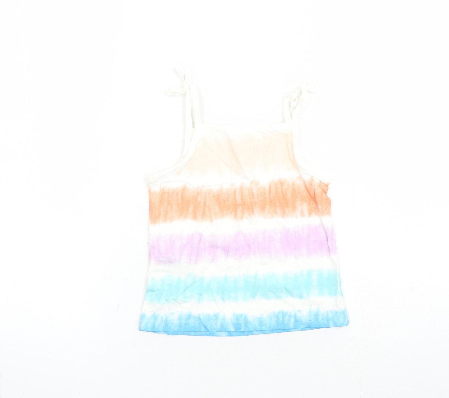 Marks and Spencer Girls Multicoloured Cotton Camisole Tank Size 2-3 Years Square Neck Tie - Tie Dye Effect