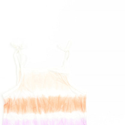Marks and Spencer Girls Multicoloured Cotton Camisole Tank Size 2-3 Years Square Neck Tie - Tie Dye Effect