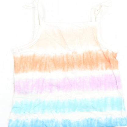 Marks and Spencer Girls Multicoloured Cotton Camisole Tank Size 2-3 Years Square Neck Tie - Tie Dye Effect