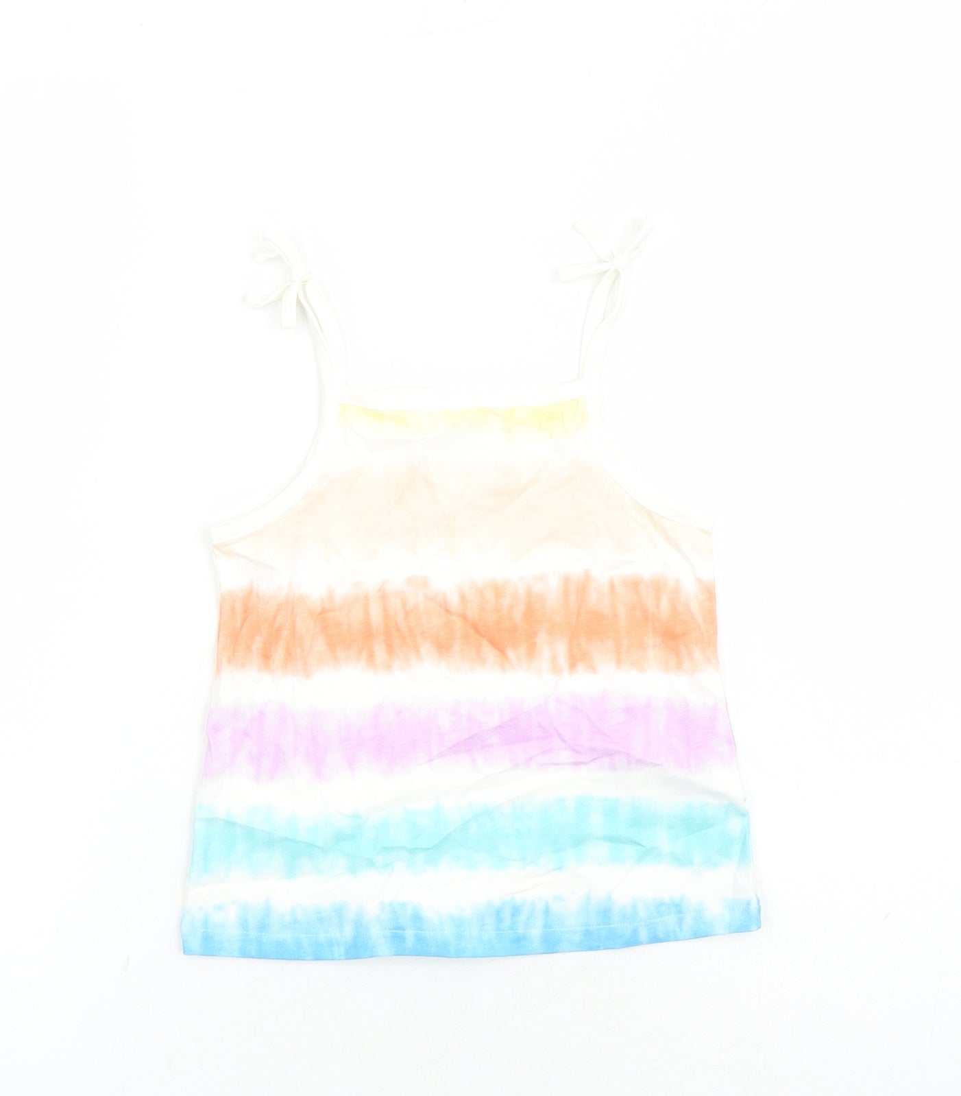 Marks and Spencer Girls Multicoloured Cotton Camisole Tank Size 4-5 Years Square Neck Tie - Tie Dye Effect
