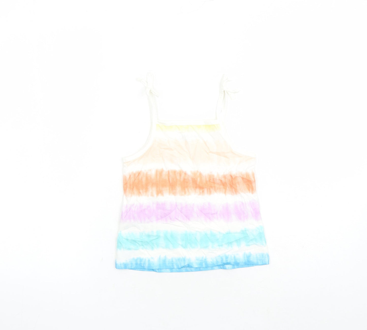 Marks and Spencer Girls Multicoloured Cotton Camisole Tank Size 4-5 Years Square Neck Tie - Tie Dye Effect