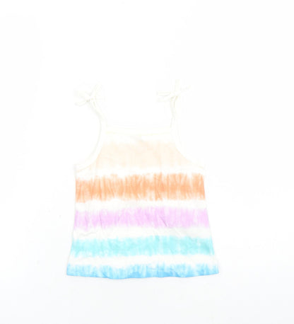 Marks and Spencer Girls Multicoloured Cotton Camisole Tank Size 2-3 Years Square Neck Tie - Tie Dye Effect