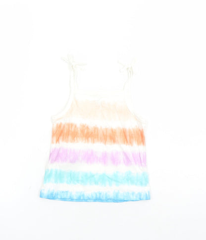 Marks and Spencer Girls Multicoloured Cotton Camisole Tank Size 2-3 Years Square Neck Tie - Tie Dye Effect