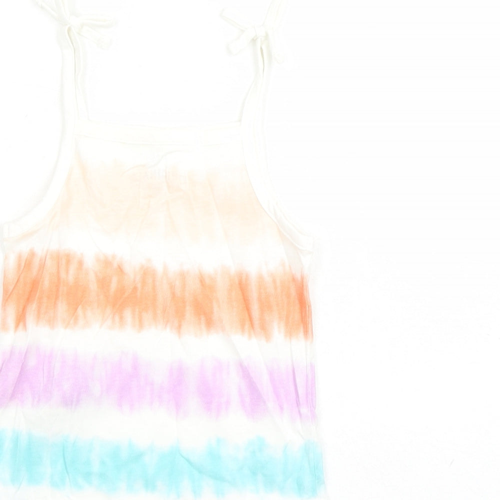 Marks and Spencer Girls Multicoloured Cotton Camisole Tank Size 2-3 Years Square Neck Tie - Tie Dye Effect