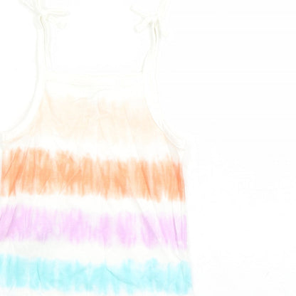 Marks and Spencer Girls Multicoloured Cotton Camisole Tank Size 2-3 Years Square Neck Tie - Tie Dye Effect