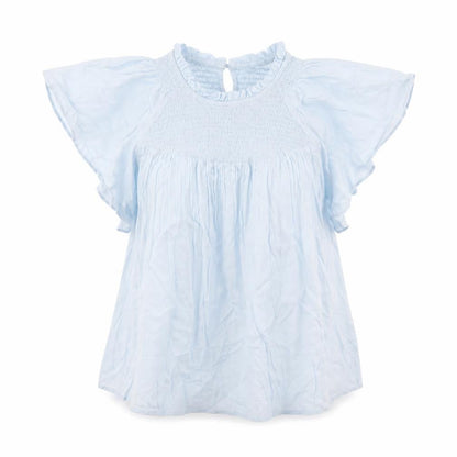 Y-A-S Womens Blue Viscose Basic Blouse Size L Round Neck