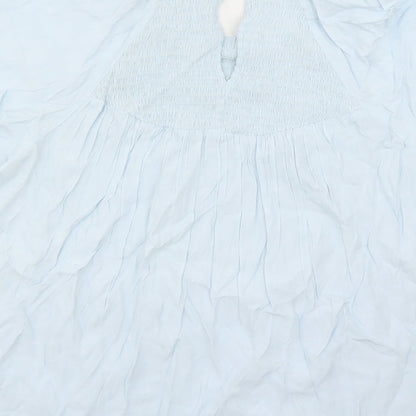 Y-A-S Womens Blue Viscose Basic Blouse Size L Round Neck