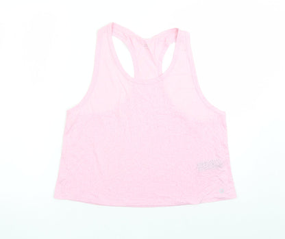GOODMOVE Womens Pink Geometric Polyester Camisole Tank Size 14 Round Neck Pullover