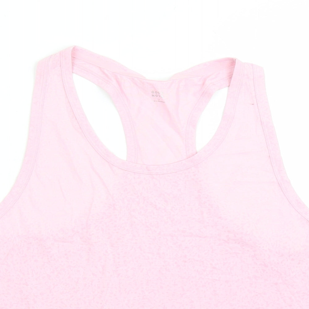 GOODMOVE Womens Pink Geometric Polyester Camisole Tank Size 14 Round Neck Pullover