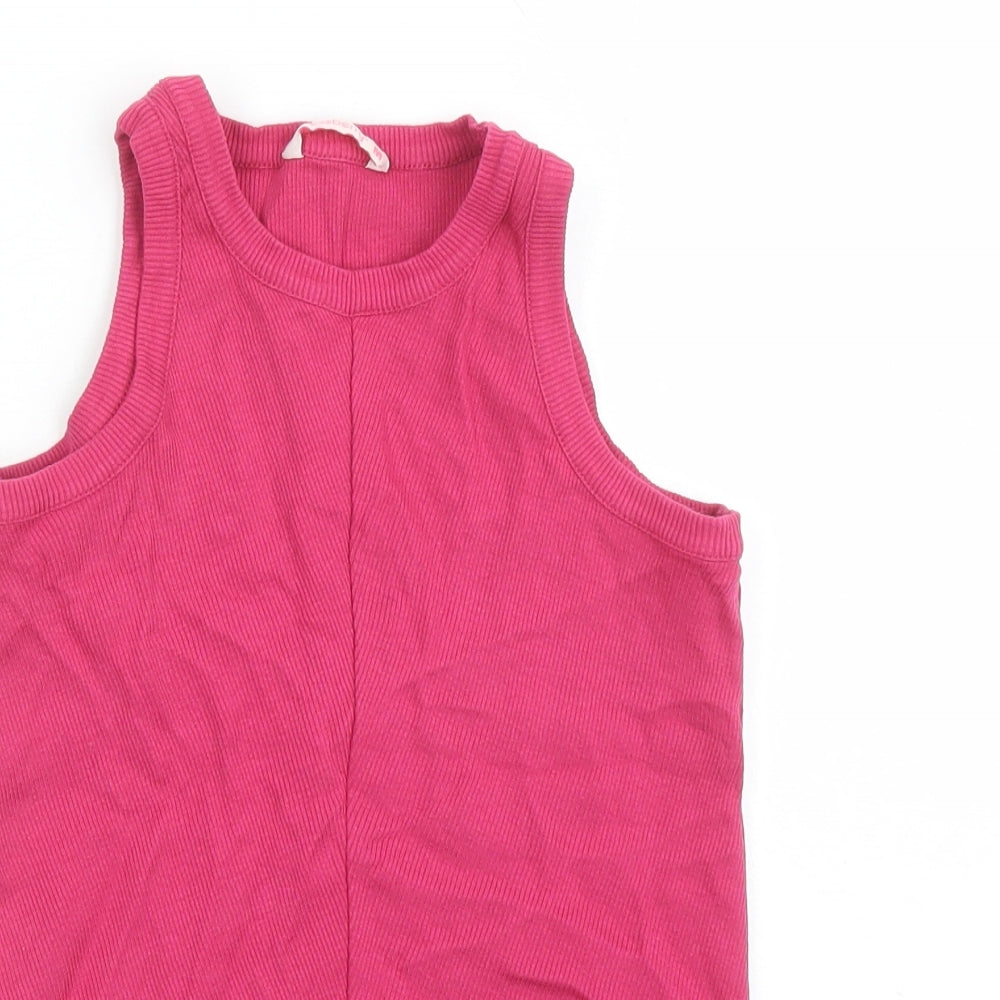 Dressberry Womens Pink 100% Cotton Basic Tank Size M Round Neck