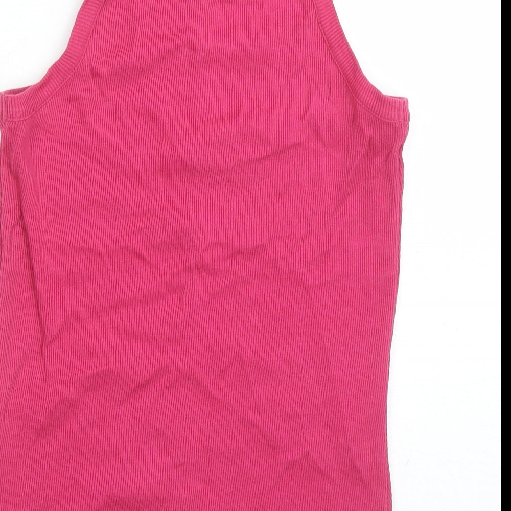 Dressberry Womens Pink 100% Cotton Basic Tank Size M Round Neck