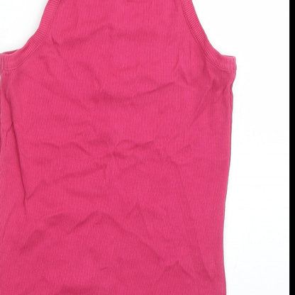Dressberry Womens Pink 100% Cotton Basic Tank Size M Round Neck
