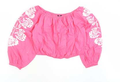 Womens UK Size 18 Marks and Spencer Pink Cropped Blouse