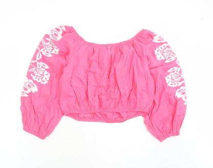Womens UK Size 18 Marks and Spencer Pink Cropped Blouse