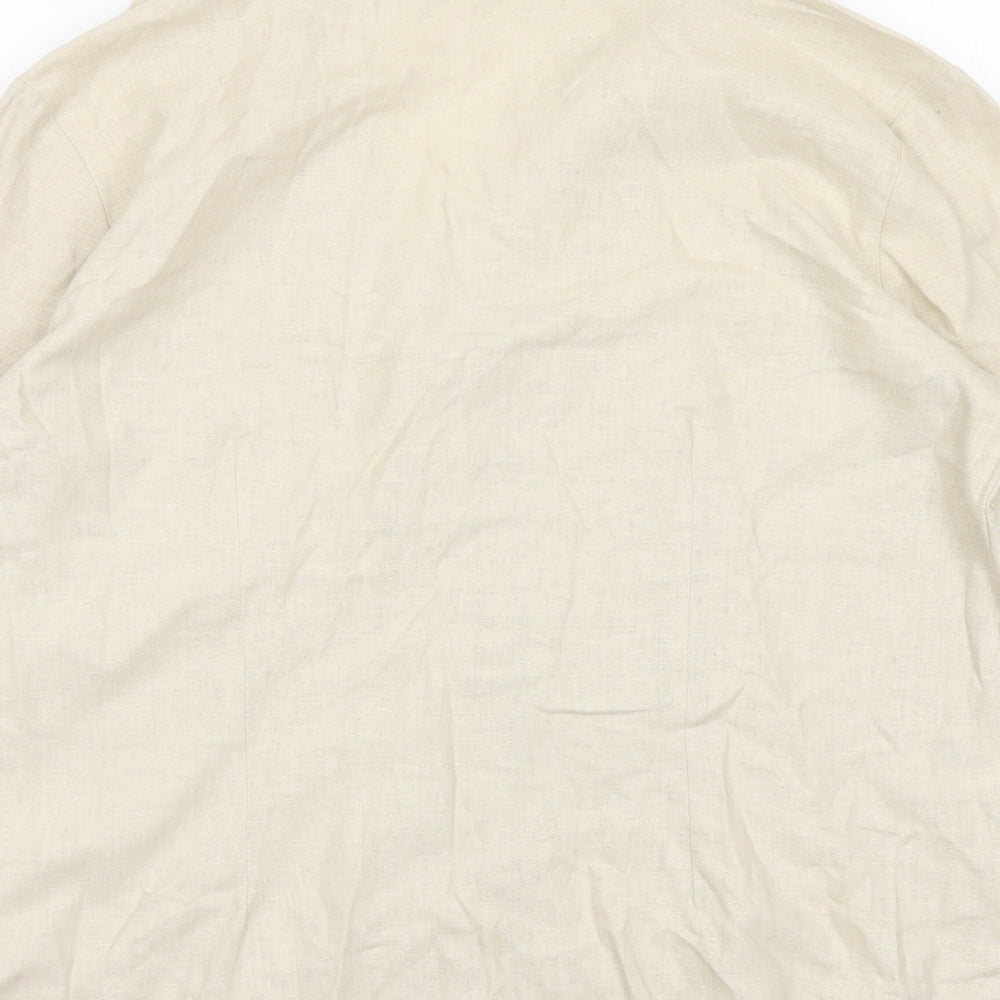 AMARANTO Womens Beige Viscose Basic Button-Up Size 12 Collared