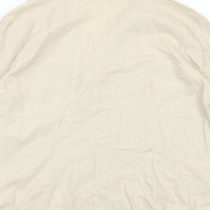 AMARANTO Womens Beige Viscose Basic Button-Up Size 12 Collared