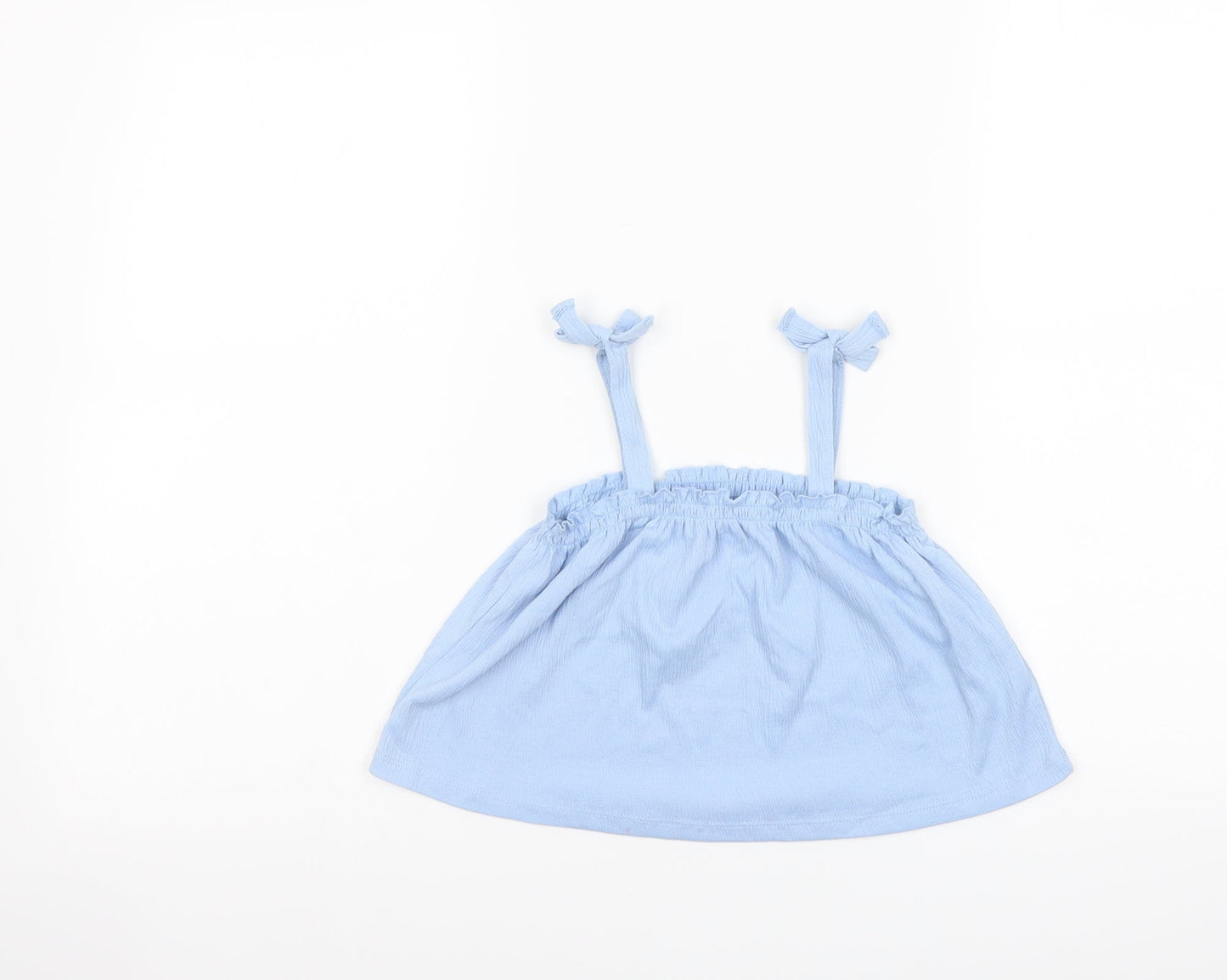 H&M Girls Blue Polyester Basic Blouse Size 3-4 Years Square Neck Pullover