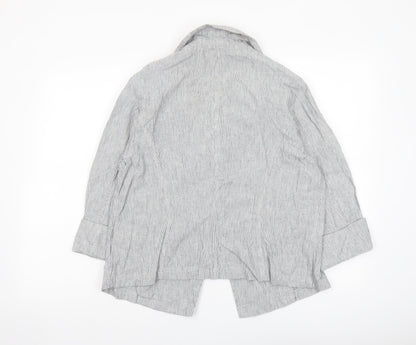 Per Una Womens Grey Striped Jacket Size 18 Button