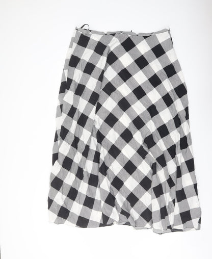 Marks and Spencer Womens Green Check Viscose A-Line Skirt Size 20 Zip