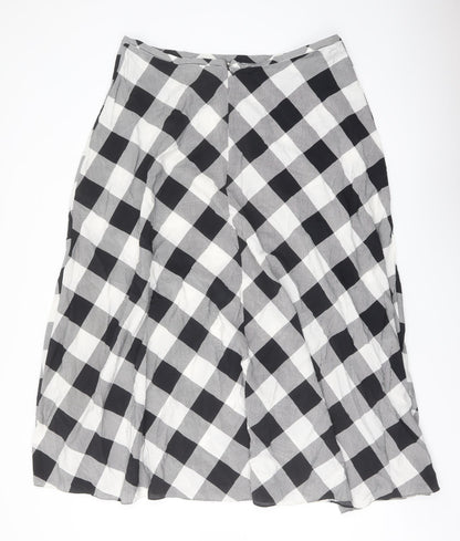 Marks and Spencer Womens Green Check Viscose A-Line Skirt Size 20 Zip