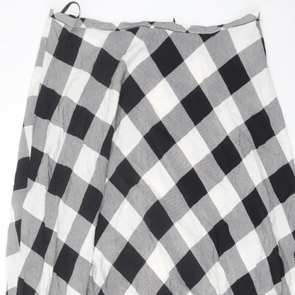 Marks and Spencer Womens Green Check Viscose A-Line Skirt Size 20 Zip