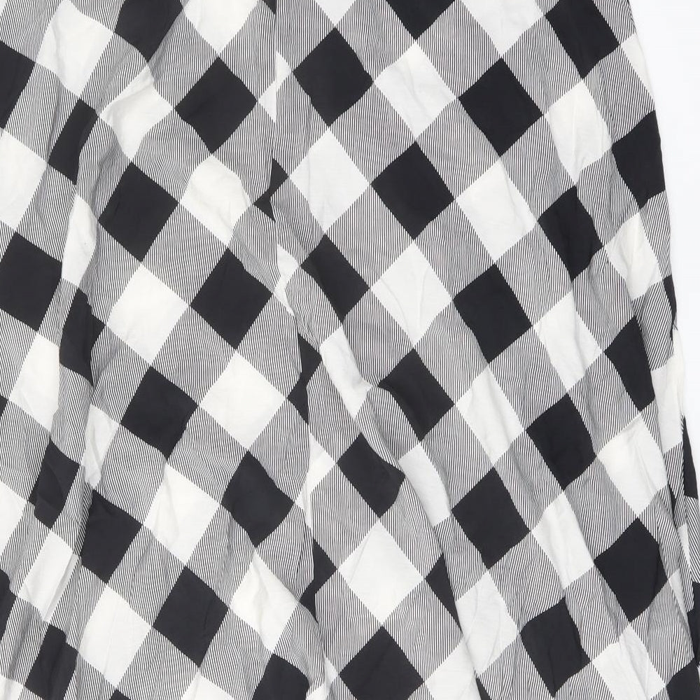 Marks and Spencer Womens Green Check Viscose A-Line Skirt Size 20 Zip