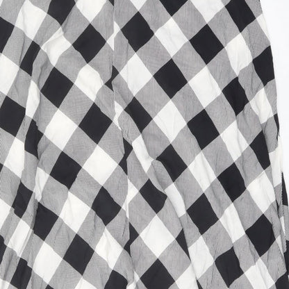 Marks and Spencer Womens Green Check Viscose A-Line Skirt Size 20 Zip