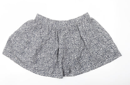 Marks and Spencer Womens Blue Floral Cotton Flare Skirt Size 18