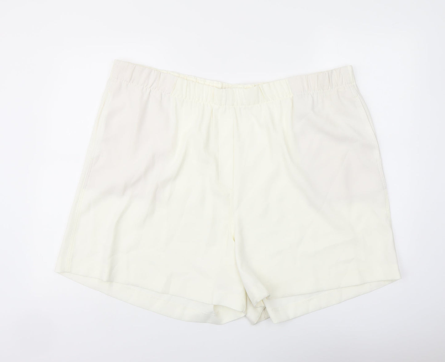 Marks and Spencer Womens Ivory Polyester Basic Shorts Size 24 L6 in Regular Pull On