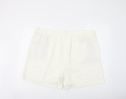 Marks and Spencer Womens Ivory Polyester Basic Shorts Size 24 L6 in Regular Pull On