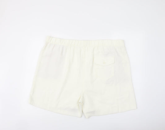 Marks and Spencer Womens Ivory Polyester Basic Shorts Size 24 L6 in Regular Pull On