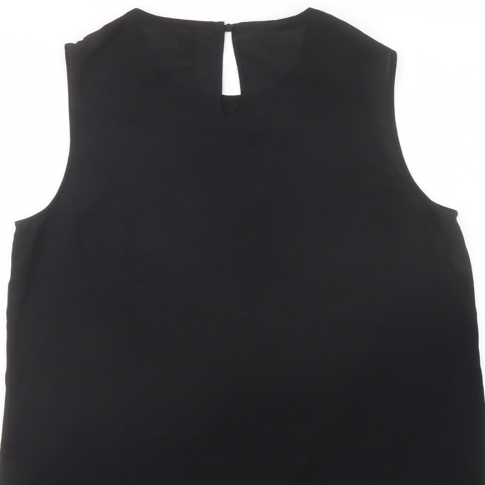 FOREVER 21 Womens Black Polyester Basic Tank Size M Round Neck