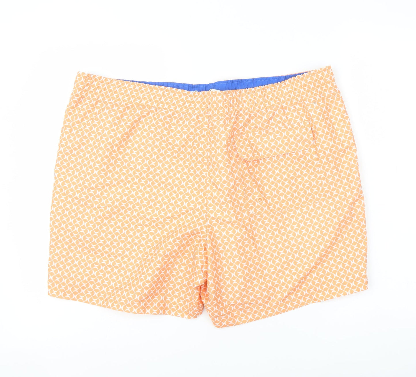 Marks and Spencer Mens Orange Geometric Polyester Sweat Shorts Size 2XL L6 in Regular Drawstring - Swim Shorts