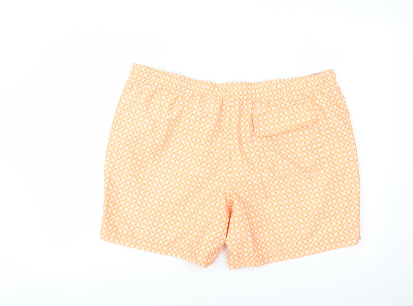 Marks and Spencer Mens Orange Geometric Polyester Sweat Shorts Size 2XL L6 in Regular Drawstring - Swim Shorts