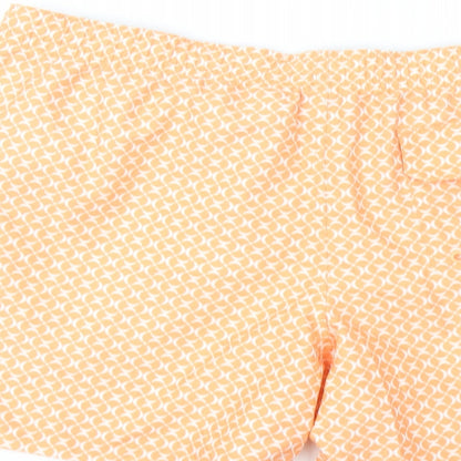 Marks and Spencer Mens Orange Geometric Polyester Sweat Shorts Size 2XL L6 in Regular Drawstring - Swim Shorts